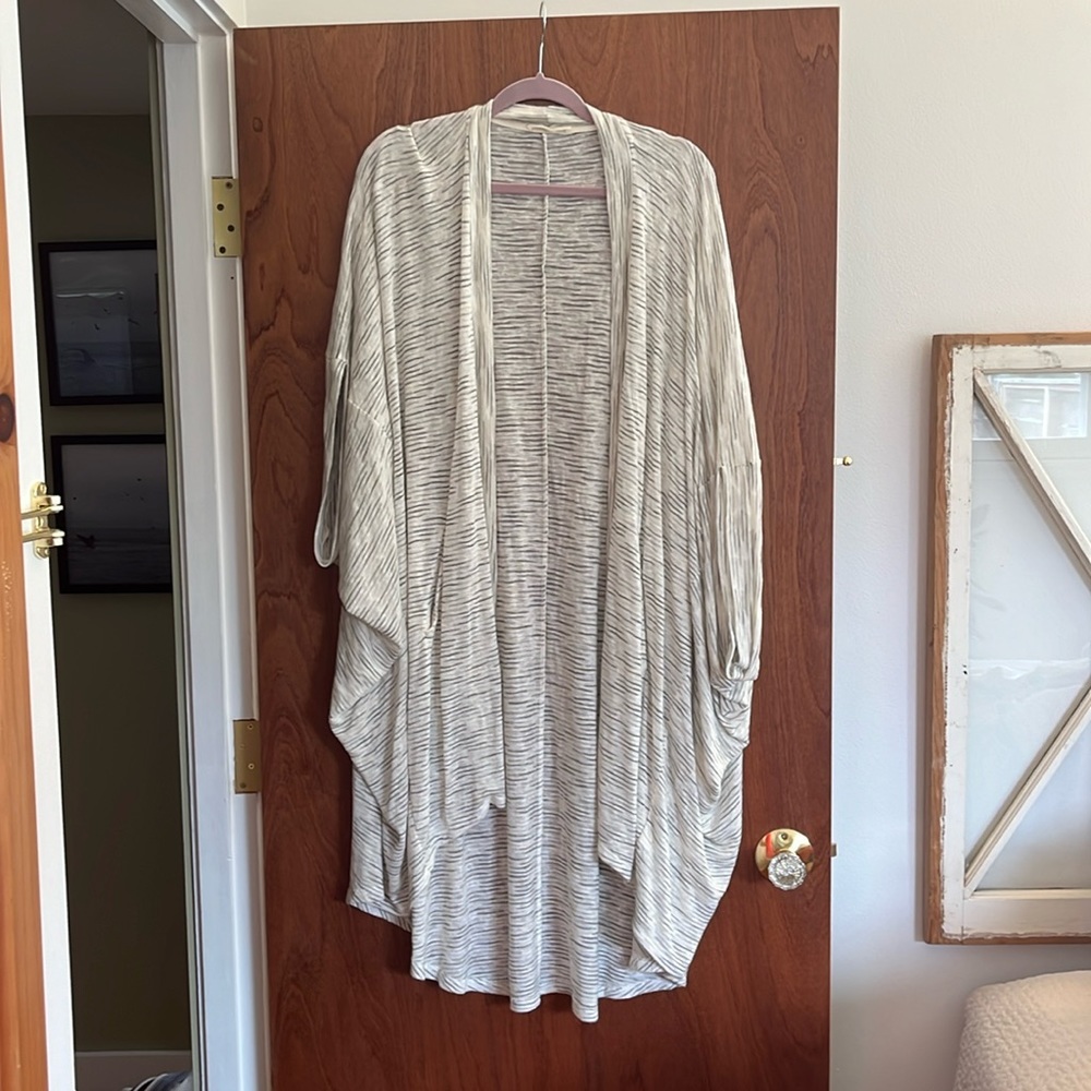 One size White Striped Anthropologie Cardigan